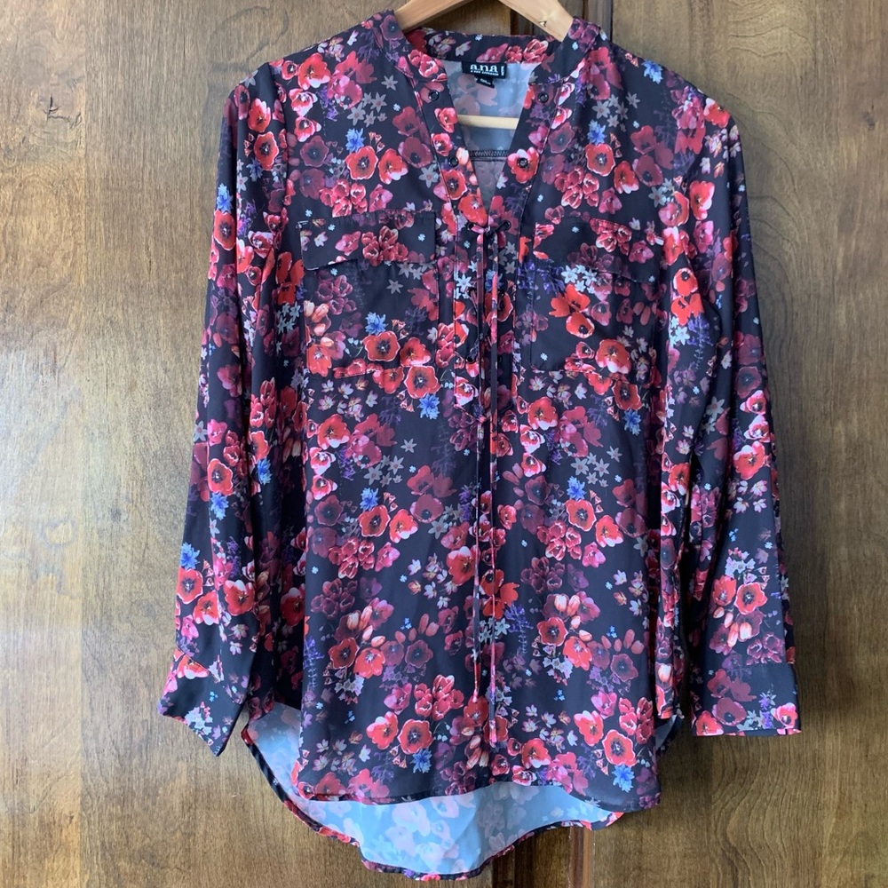A.N.A Floral Blouse in Red Floral